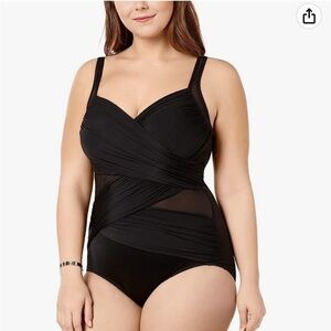 Miraclesuit Network New Sensations Madero One Piece Swimsuit Black Women’s Sz 16